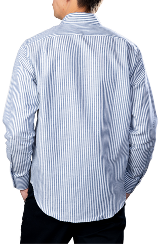 Navy Ivory University Stripe Button Collar