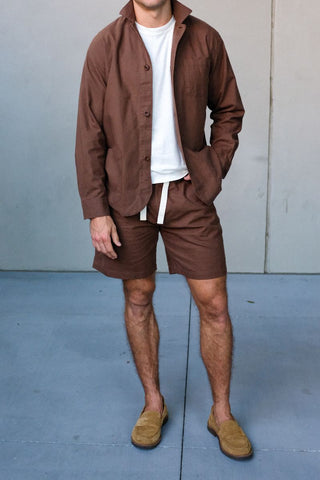 Brown Cotton Linen Chore Coat