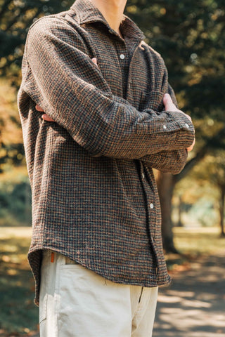 Green Black and Brown Houndstooth Flannel