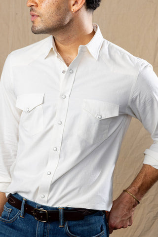Cotton Silk Ivory Pearl Snap Western