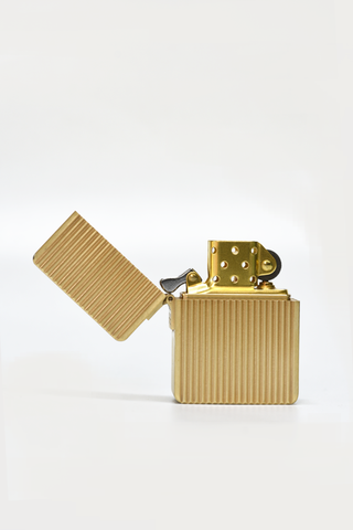 Large Kerosene Brass Fluted Lighter: Brass