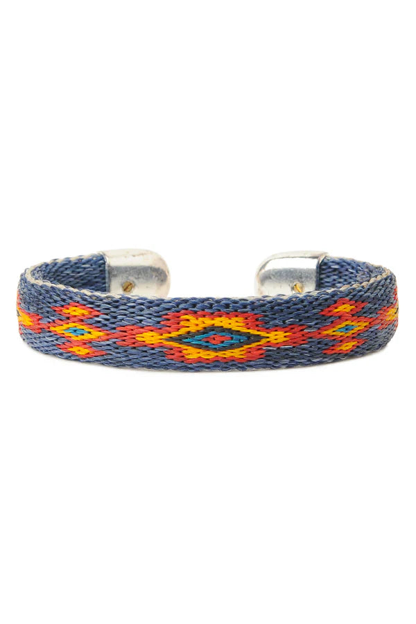Chamula - Bendable Horsehair Bracelet - LT INDIGO/ ORG X BLK X RED