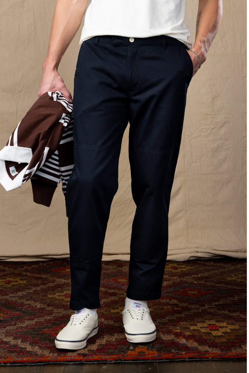 Navy Cotton Twill Double Knee Rugby Pant
