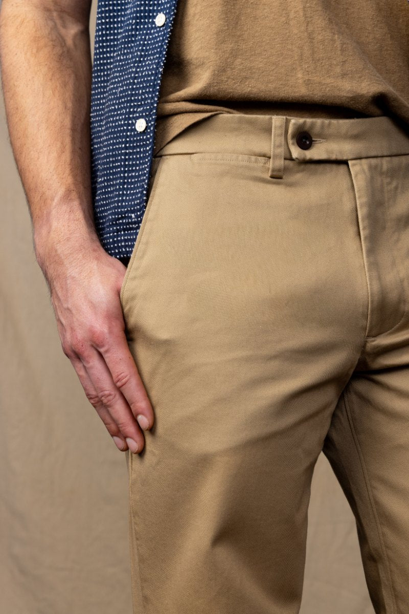 Japanese Twill Tab Front Chino in Wheat