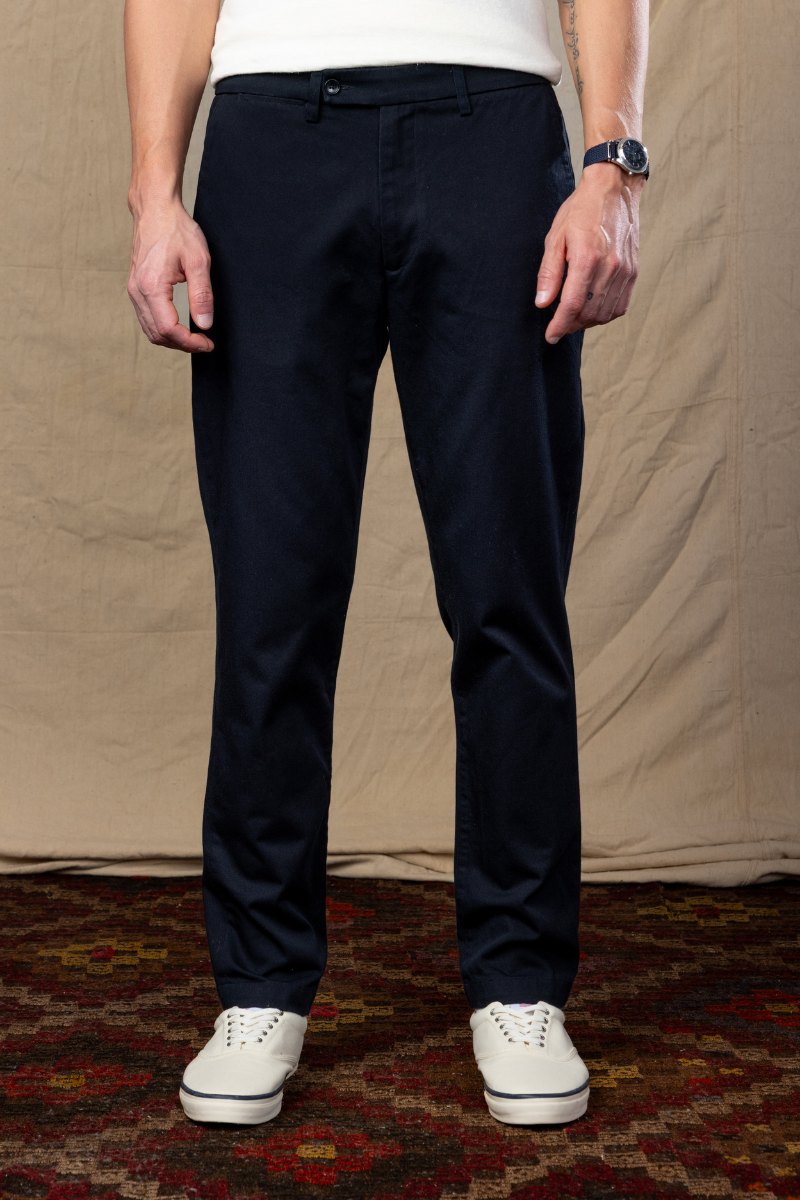 Japanese Twill Tab Front Chino in Navy