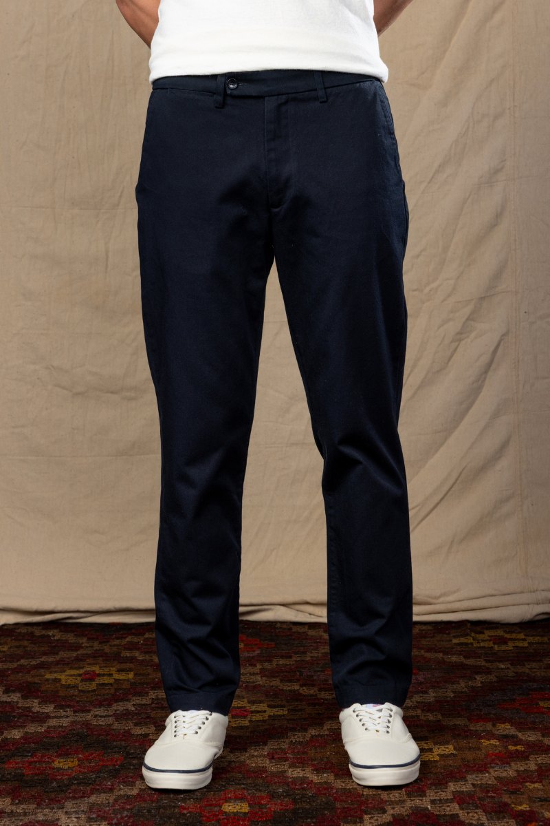 Japanese Twill Tab Front Chino in Navy