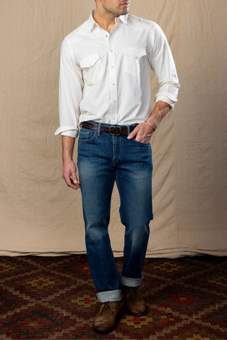 Cotton Silk Ivory Pearl Snap Western