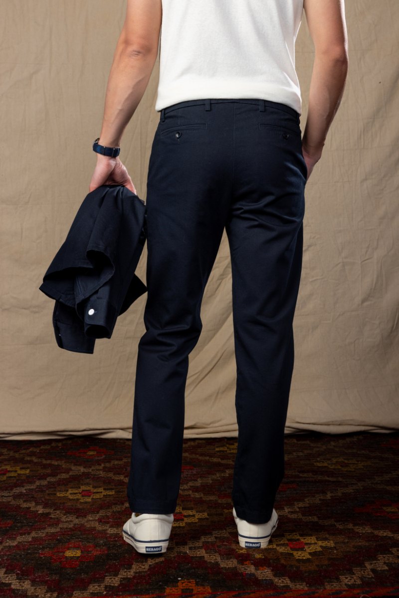 Japanese Twill Tab Front Chino in Navy