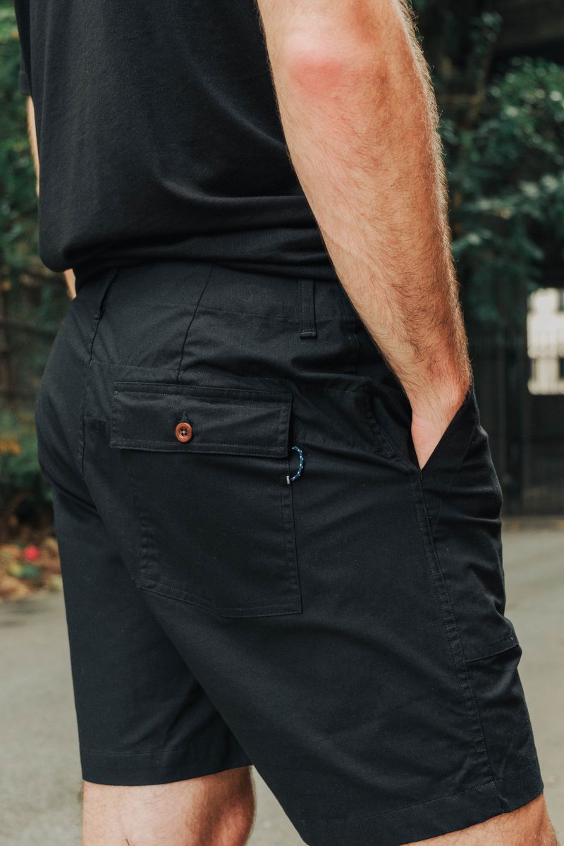 Black Ripstop Utility Shorts