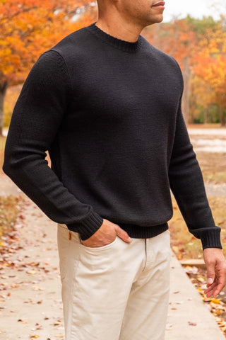 Black Merino Wool Crewneck jersey