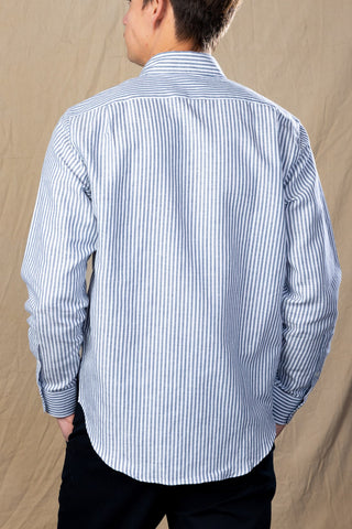Navy Ivory University Stripe Button Collar