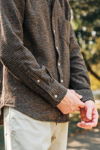Green Black and Brown Houndstooth Flannel