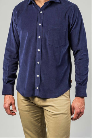 Navy Long Sleeve Corduroy Shirt