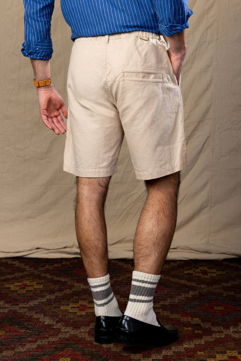 Beige Cotton Linen Field Shorts