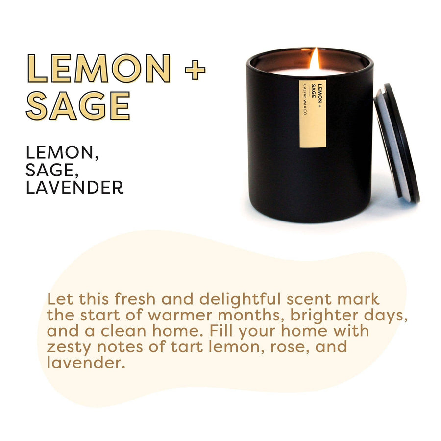 Lemon + Sage - Matte Black Tumbler Soy Candle
