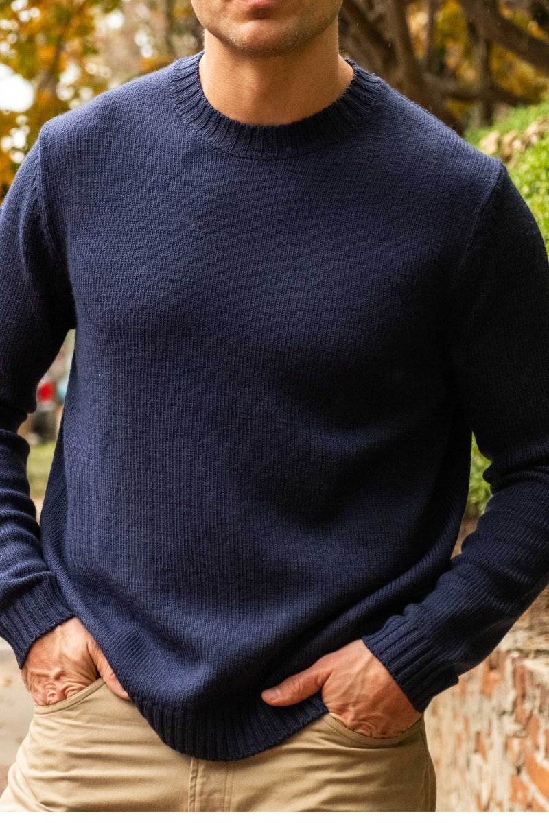 Navy Merino Wool Crewneck jersey