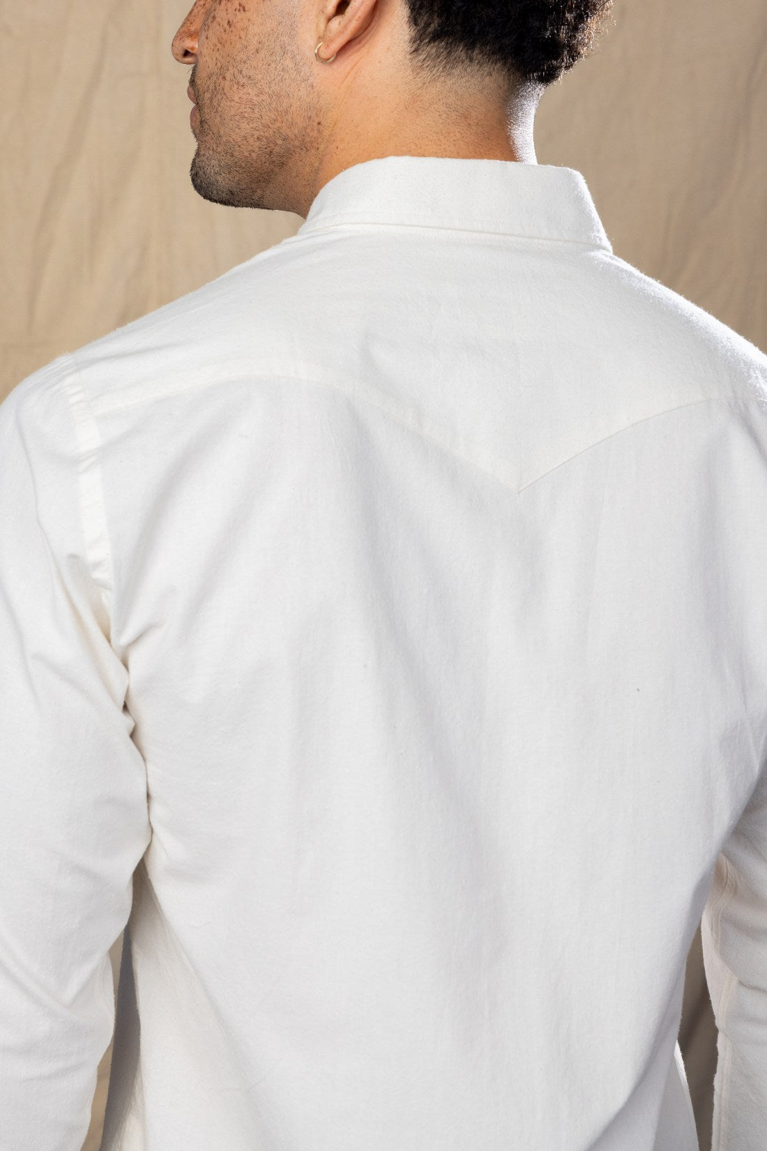 Cotton Silk Ivory Pearl Snap Western S