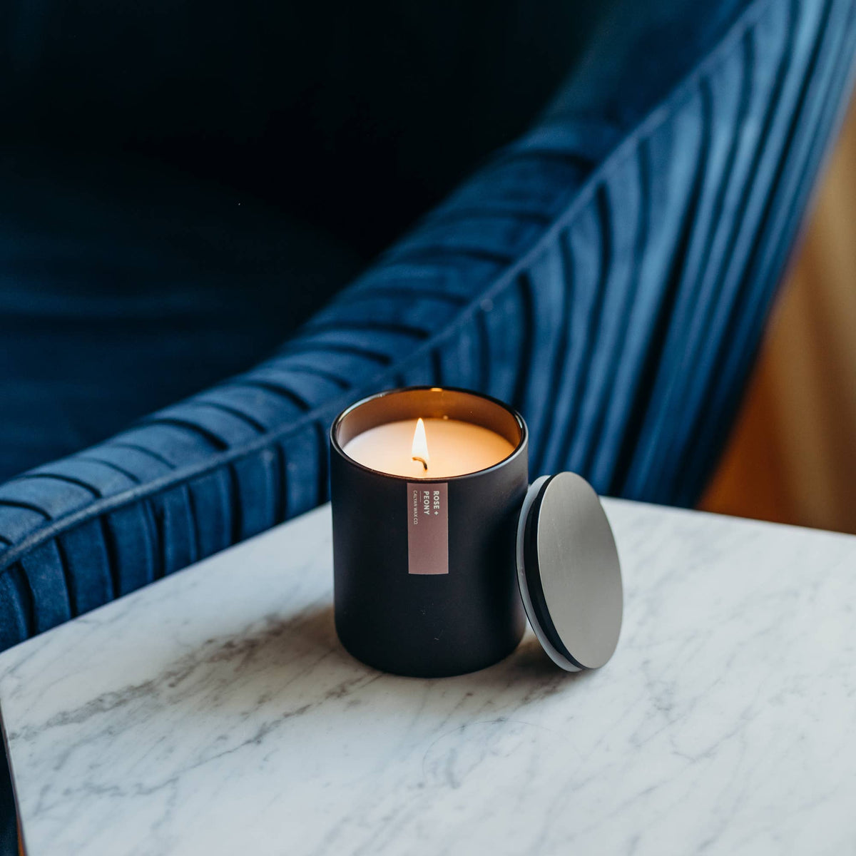 Rose + Peony - Matte Black Tumbler Soy Candle