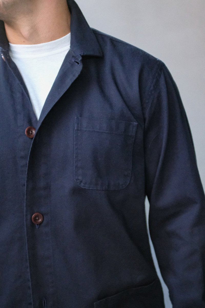 Navy Cotton Linen Twill Chore Coat
