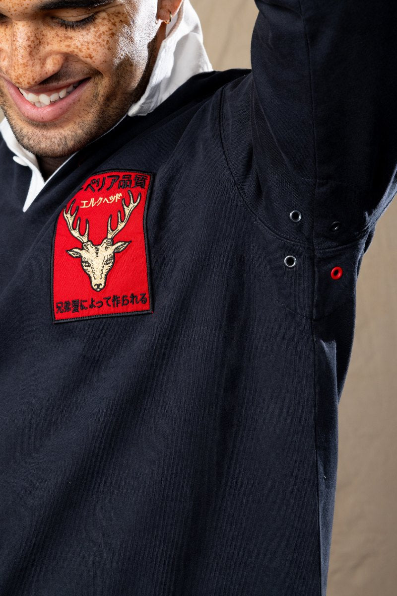 Black Heritage Elk Patch Rugby Jersey