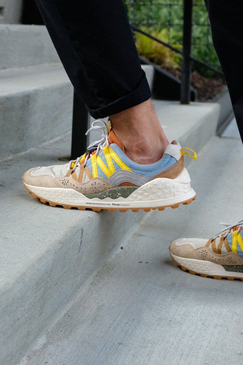 Flower Mountain - Suede and technical fabric sneakers - Beige-Grey