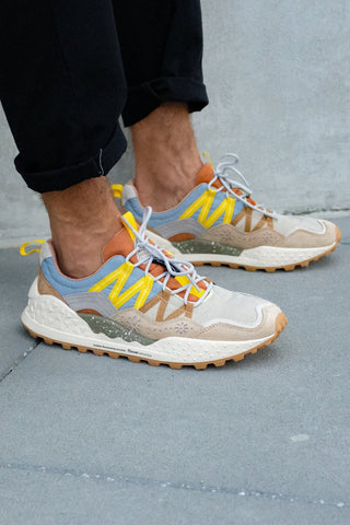 Flower Mountain - Suede and technical fabric sneakers - Beige-Grey