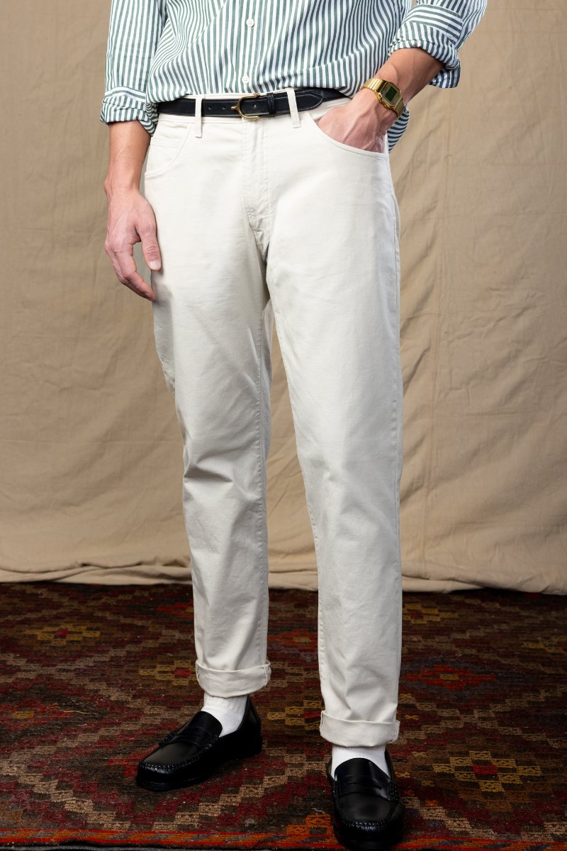 Athletic Straight Fit Japanese Canvas 5-Pocket Pants In Stone