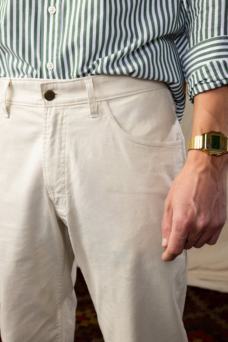 Athletic Straight Fit Japanese Canvas 5-Pocket Pants In Stone