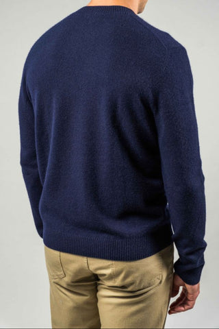 Navy Cashmere Rib-Collar Sweater