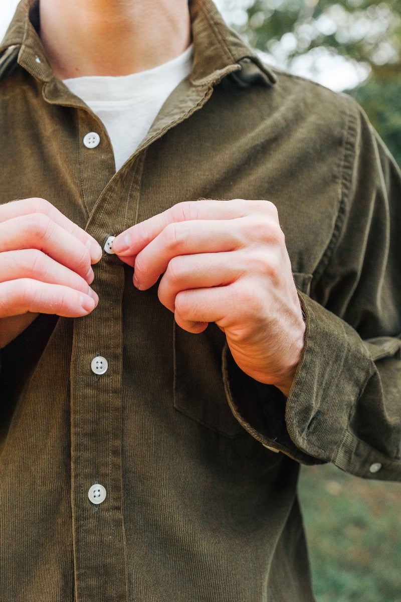 Olive Long Sleeve Corduroy Shirt