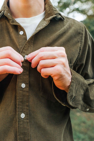 Olive Long Sleeve Corduroy Shirt