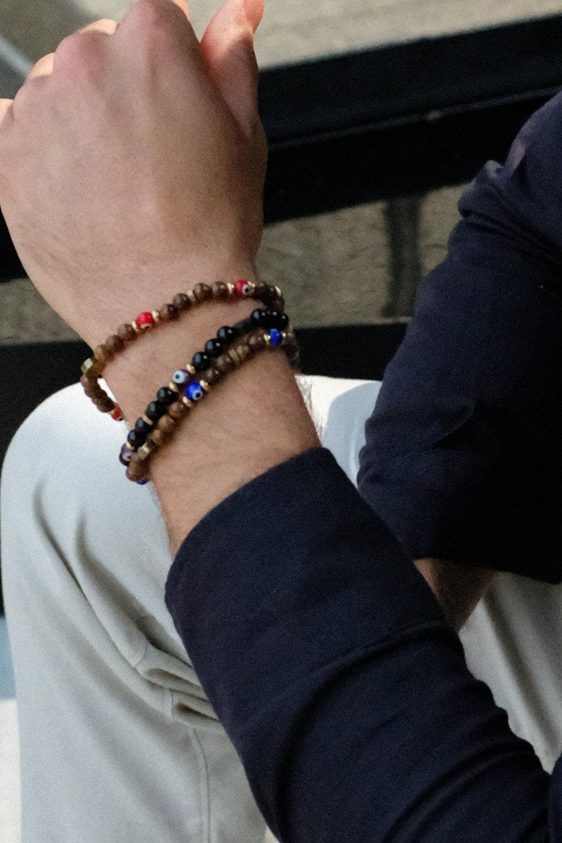 Caputo and Co - Evil Eye Gemstone Stretch Bracelet Blue