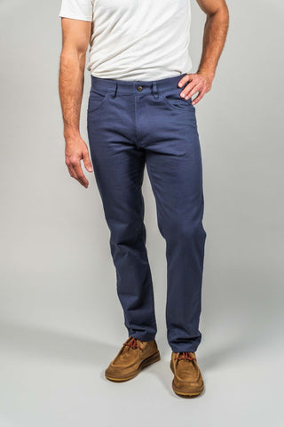 Athletic Straight Fit Japanese Cotton Twill 5-Pocket Pants In Denim