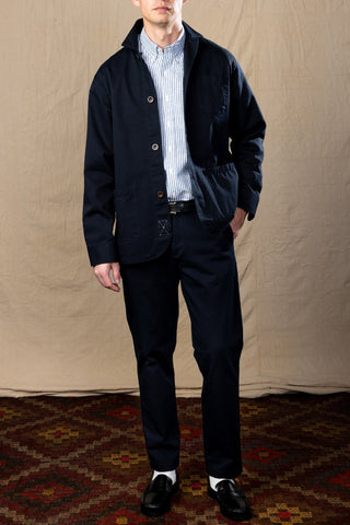 Structured Navy Twill Chore Coat