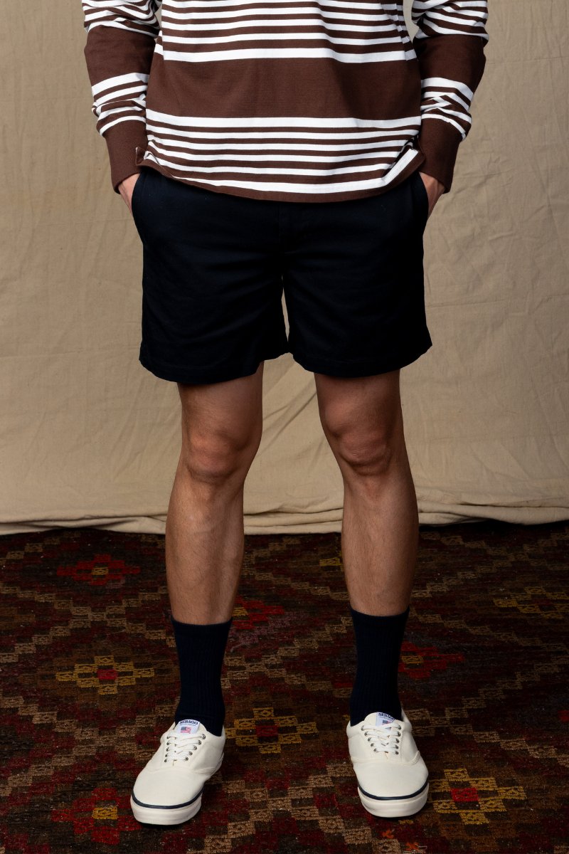 Navy Cotton Tab Front Tie Shorts