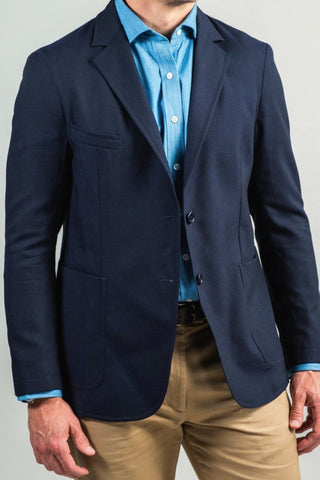 Postgame Unstructured Blazer in Navy Italian Wool Hopsack