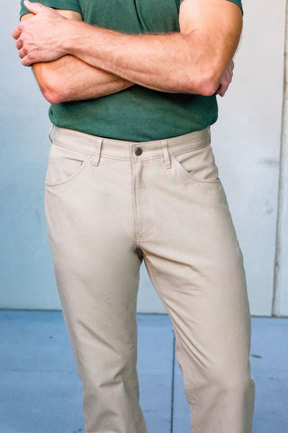 Athletic Straight Fit Japanese Canvas 5-Pocket Pants In Tan