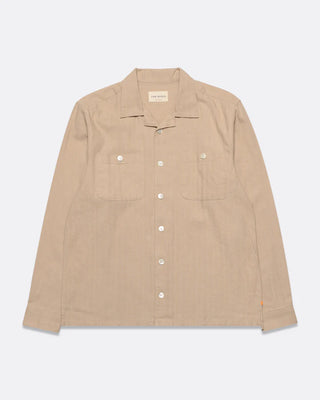 Hiro Shirt - Sand Herringbone Twill