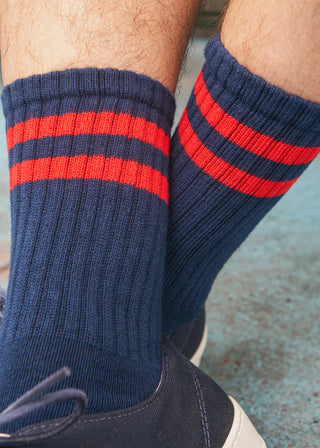 American trench - Navy/Red Retro Double sock