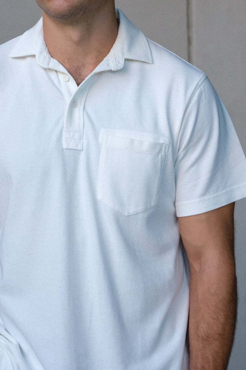 Sideline Pique Polo in Ivory