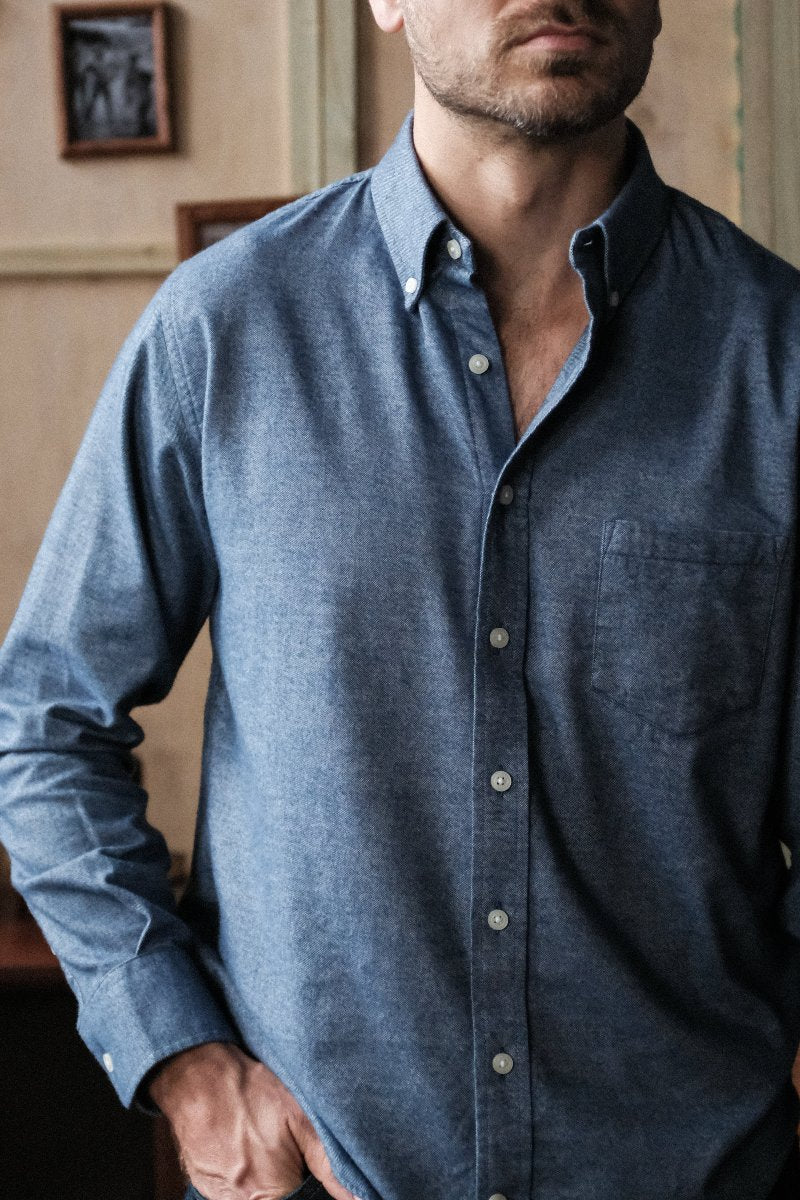 Navy Flannel Sport Shirt
