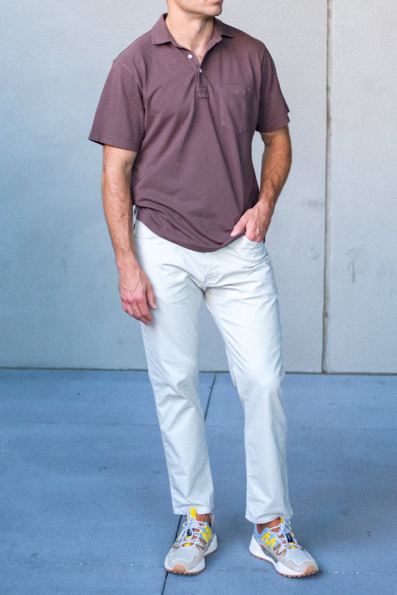 Sideline Pique Polo in Brown
