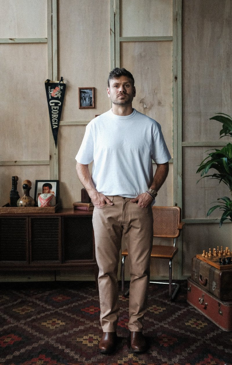 Original Straight Fit Japanese Canvas 5-Pocket Pants In Sand