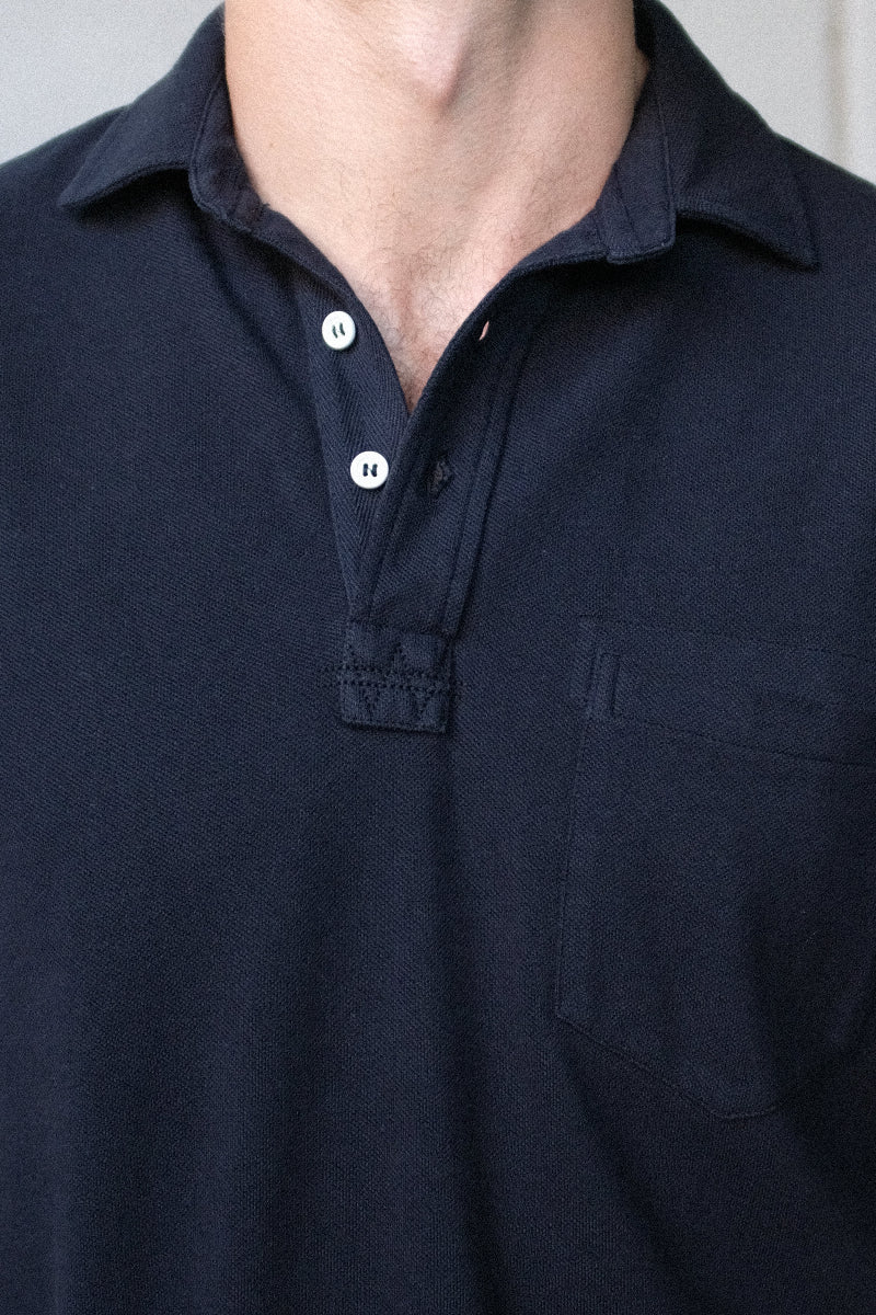 Sideline Pique Polo in Black