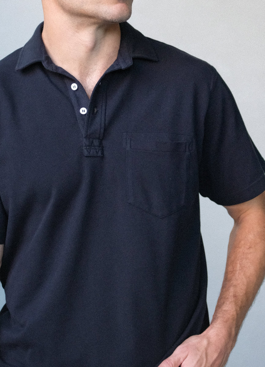 Sideline Pique Polo in Black