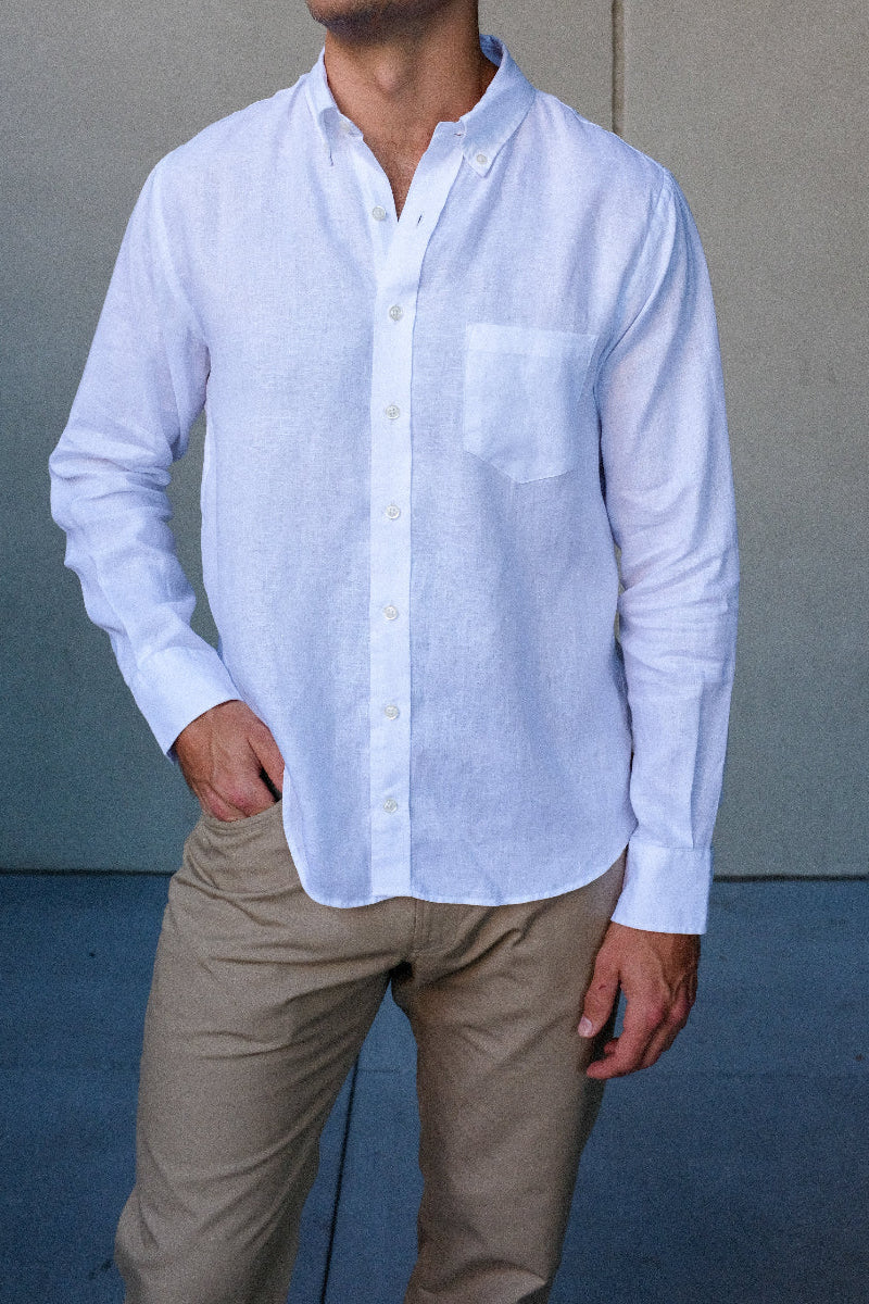 White Linen Sport Shirt