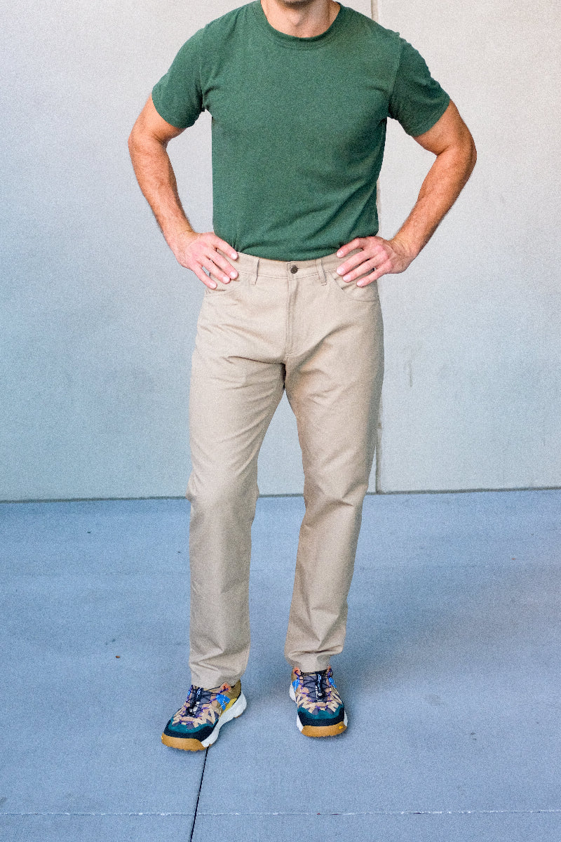 Athletic Straight Fit Japanese Canvas 5-Pocket Pants In Tan