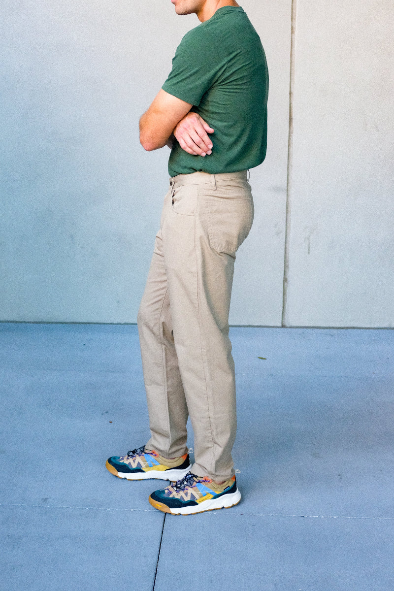 Athletic Straight Fit Japanese Canvas 5-Pocket Pants In Tan
