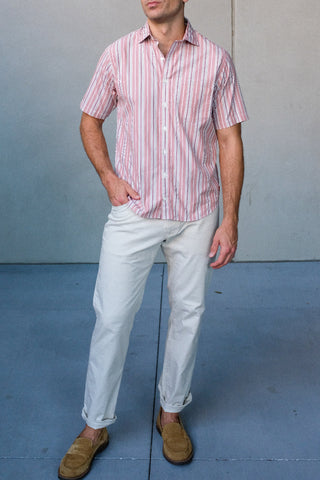 Pink and white short sleeve button down