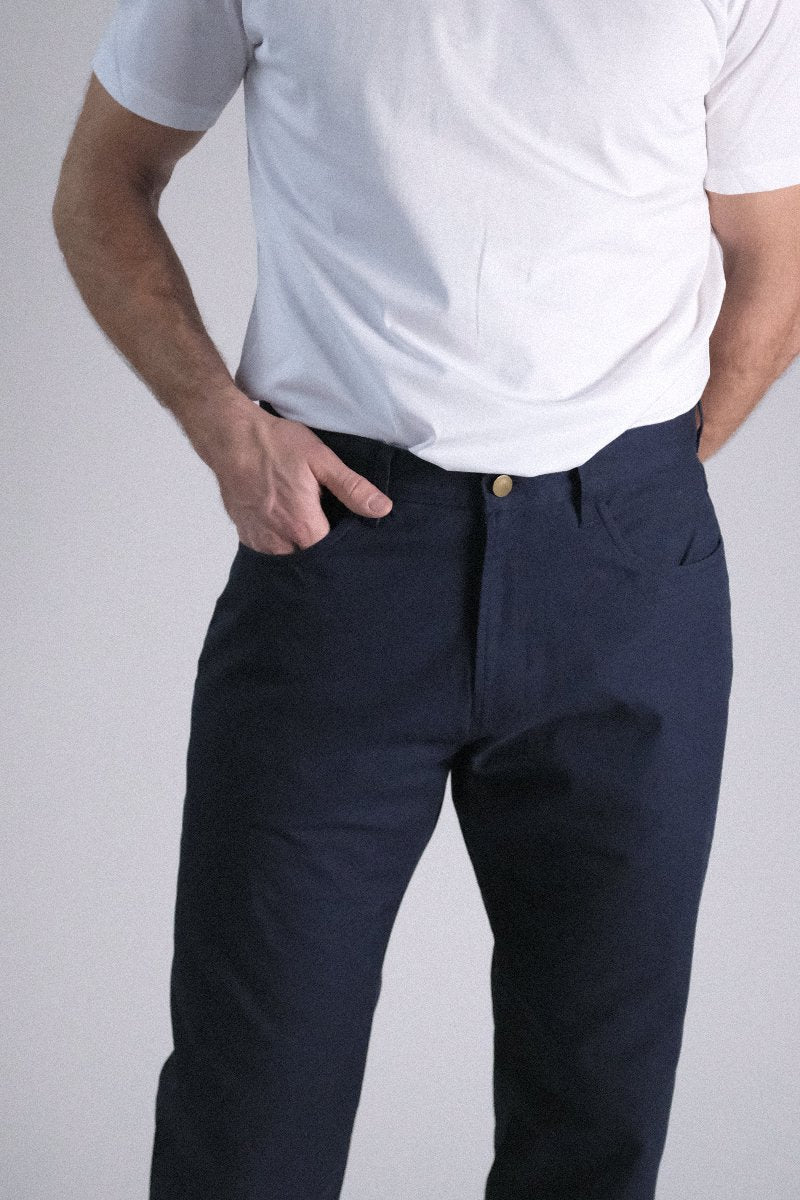 Original Straight Fit Japanese Canvas 5-Pocket Pants In Navy Steel